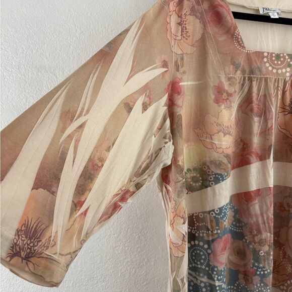 JW Women  3/4 sleeve square neck tie dye dye blouse size 2X - Picture 4 of 7